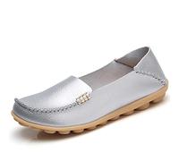 JeathFea Damen Slip On Flats Lässige Mokassins mit runden Zehen Bequeme Lederhalbschuhe Wild Walking Nurse Atmungsaktive Fahrmode Weiche Schuhe