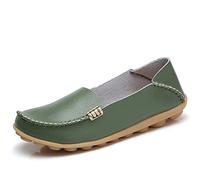 JeathFea Damen Slip On Flats Lässige Mokassins mit runden Zehen Bequeme Lederhalbschuhe Wild Walking Nurse Atmungsaktive Fahrmode Weiche Schuhe