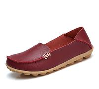 JeathFea Damen Slip On Flats Lässige Mokassins mit runden Zehen Bequeme Lederhalbschuhe Wild Walking Nurse Atmungsaktive Fahrmode Weiche Schuhe