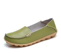 JeathFea Damen Slip On Flats Lässige Mokassins mit runden Zehen Bequeme Lederhalbschuhe Wild Walking Nurse Atmungsaktive Fahrmode Weiche Schuhe