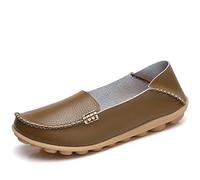 JeathFea Damen Slip On Flats Lässige Mokassins mit runden Zehen Bequeme Lederhalbschuhe Wild Walking Nurse Atmungsaktive Fahrmode Weiche Schuhe