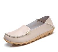 JeathFea Damen Slip On Flats Lässige Mokassins mit runden Zehen Bequeme Lederhalbschuhe Wild Walking Nurse Atmungsaktive Fahrmode Weiche Schuhe