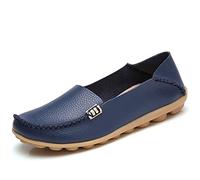 JeathFea Damen Slip On Flats Lässige Mokassins mit runden Zehen Bequeme Lederhalbschuhe Wild Walking Nurse Atmungsaktive Fahrmode Weiche Schuhe