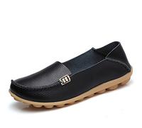 JeathFea Damen Slip On Flats Lässige Mokassins mit runden Zehen Bequeme Lederhalbschuhe Wild Walking Nurse Atmungsaktive Fahrmode Weiche Schuhe