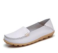 JeathFea Damen Slip On Flats Lässige Mokassins mit runden Zehen Bequeme Lederhalbschuhe Wild Walking Nurse Atmungsaktive Fahrmode Weiche Schuhe