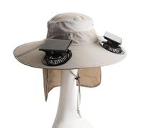 Jectse Breitkranz Solarfan Hut, Solare Outdoor -Angelhut für Männer Frauen, Wandercamping -Angelhut mit KI -Sprachkontrolle mit Scheinwerfer für Camping Im Freien Camping -Fischen