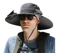 Jectse Breitkremp -Solarfanhut, Outdoor -Angelhut mit Gebauten 2 Fan für Männer Frauen, USB -Ladung und Solarbetriebene, Regenabsichtige Sonnenhüte Zum Wanderfischerei -Radfahren (dunkelgrau)