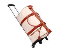 Jectse Reisetasche mit Großem Fassungsvermögen und Abnehmbarem Trolley, Faltbar, Platzsparendes Design, Wasserfestes Material, 40 L (Beige)
