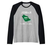 Jeddad Saudi-Arabien Vintage Saudi-Arabien Flagge Karte Design Raglan