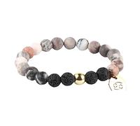 JEDTAKCT 12 Sternzeichen-Armbänder - Charm-Armband Mit 12 Sternzeichen-Sternbildern, 8 Mm, Rosa Zebra-Jaspis, Lavastein-Perlen, Für Damen Und Mädchen - Festival-Accessoires, Krebs, 20 Cm