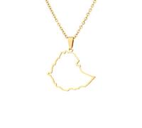 JEDTAKCT Äthiopien-Karte Mit Flagge-Anhänger-Halskette - Kontur Welt, Ethnisches Paar, Schlüsselbeinkette, Männer Und Frauen, Patriotischer Charme, Pullover-Kette, Schmuck Für Geschenk-Accessoires,