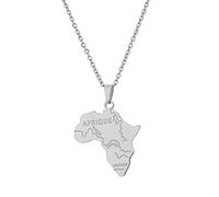 JEDTAKCT Afrika-Karte Mit Städten-Anhänger-Halskette - Weltflagge, Ethnisches Paar, Schlüsselbeinkette, Männer Und Frauen, Patriotischer Charme, Pullover-Kette, Schmuck Für Geschenk-Accessoires, Hal