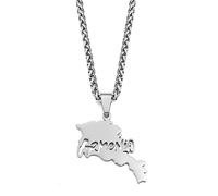 JEDTAKCT Armenien-Karte-Anhänger-Halsketten - Weltkarte-Umriss-Schlüsselbeinkette, Ethnischer Stil, Flagge, Unisex-Schmuck, Patriotischer Charme, Pullover-Kette Für Männer Und Frauen, Geschenk-A