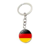 JEDTAKCT Deutschland Flagge Schlüsselbund - Geometrische Textur Glas Cabochon Anhänger Auto Schlüsselanhänger Handtasche Dekorationen Anhänger Für Jungen Männer Geburtstagsgeschenk PartyWhite7.8M