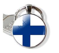 JEDTAKCT Finnland-Flagge, Doppelseitiger Anhänger-Schlüsselanhänger - Einseitiges Design, Mini-Souvenir-Schlüsselanhänger, Neuheit, Weltflagge-Schlüsselanhänger Für Männer Und Frauen, Geschenk, Ac