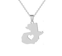 JEDTAKCT Guatemala-Karte Mit Flagge-Anhänger-Halskette - Herzförmige Welt, Ethnisches Paar, Schlüsselbeinkette, Männer Und Frauen, Patriotischer Charme, Pullover-Kette, Schmuck Für Geschenk-Accessoi