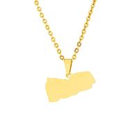 JEDTAKCT Jemen-Karte Mit Flagge-Anhänger-Halskette - Glänzende Welt, Ethnisches Paar, Schlüsselbeinkette, Männer Und Frauen, Patriotischer Charme, Pullover-Kette, Schmuck Für Geschenk-Accessoires, H