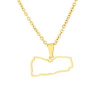 JEDTAKCT Jemen-Karte Mit Flagge-Anhänger-Halskette - Kontur Welt, Ethnisches Paar, Schlüsselbeinkette, Männer Und Frauen, Patriotischer Charme, Pullover-Kette, Schmuck Für Geschenk-Accessoires, Halsk