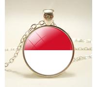 JEDTAKCT Monaco-Flagge-Anhänger-Halskette - Weltflagge, Karte, Zeitstein, Ethnische Schlüsselbeinkette, Patriotischer Charme, Paar-Pullover-Kette, Schmuck Für Männer Und Frauen, Geschenk-Accessoires,