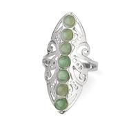 JEDTAKCT Ring Aus Naturstein - Übertrieben Hohl Geschnitzter, Eingelegter Farbiger Naturstein, Größenverstellbare Fingerringe Für Frauen, Offener Persönlichkeitsring, Grüner Aventurin, Schmuck, Gesch