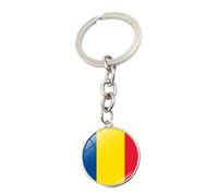 JEDTAKCT Schlüsselanhänger Mit Rumänien Flagge - Tragbar Flagge Motiv Modische Geometrische Textur Schlüsselanhänger Zubehör Für Sammler Rucksack Schmuckzubehör Geschenk Für FreundWhite7.8M