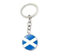 JEDTAKCT Schlüsselanhänger Mit Schottland Flagge - Länderflagge Glaskugel Anhänger Seil Schlüsselanhänger Geometrische Textur Souvenir Schlüsselanhänger Für Männer Und Frauen Paar GeschenkWhite7.8M