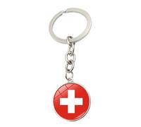 JEDTAKCT Schlüsselanhänger Mit Schweiz Flagge - Tragbar Flagge Motiv Geometrische Textur Nationalkarte Schlüsselanhänger Zubehör Für Sammler Rucksack Schmuckzubehör Geschenk Für FreundWhite7.8M