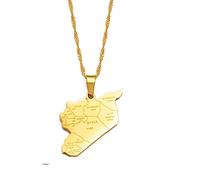 JEDTAKCT Syrien-Karte Mit Stadtnamen-Anhänger-Halsketten - Weltkarte-Schlüsselbeinkette, Ethnischer Stil, Flagge, Unisex-Schmuck, Patriotischer Charme, Pullover-Kette Für Männer Und Frauen, Gesc