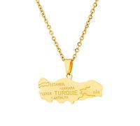JEDTAKCT Türkei-Karte Mit Flaggen-Anhänger-Halskette - Städte, Städte, Welt, Ethnisches Paar, Schlüsselbeinkette, Männer Und Frauen, Patriotischer Charme, Pullover-Kette, Schmuck Für Geschenk-Acce