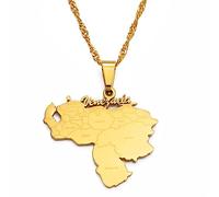 JEDTAKCT Venezuela-Karte-Anhänger-Halsketten - Weltkarte-Umriss-Schlüsselbeinkette, Ethnischer Stil, Flagge, Unisex-Schmuck, Patriotischer Charme, Pullover-Kette Für Männer Und Frauen, Geschenk-