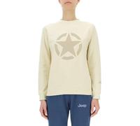 JEEP Damen J Woman Round Neck Star Large Print J24s Sweatshirt, Almond/Gobi Sand, XS EU