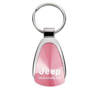 Jeep Genuine Wrangler Pink Logo Metal Chrome Tear Drop Key Chain Ring Fob