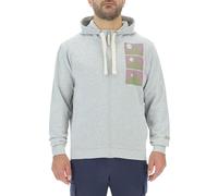 JEEP Herren J Man Hooded Full Zip W/Side Pockets - Mountain Sunsets Print & Wrist J24s Sweatshirt, Light Grey Melange, L EU