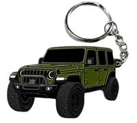 Jeep Wrangler Schlüsselanhänger - Offiziell lizenziertes Jeep Rubicon Zubehör JL Schlüsselanhänger JKU 2024 2023, Grün, 2" x 1.5"
