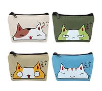 Jeesblsy Kinder Mini Geldbörse, Leinwand Münzbeutel Portemonnaie Täschchen mit Reißverschluss, Kleingeldbörse für Coin, Schlüssel, Kopfhörer, Lippenstift, Papier (4 Stück)