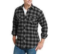 JEETOO Klassics Herren Slim Hemd Kariert Kentkragen Herbst/Winter Langarm Shirts Regular Fit Freizeit Karohemd Aus 100% Baumwolle(Grau,XL)