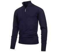 JEFF Herren Frankie Strickpullover mit Stehkragen und Reißverschluss | Pullover Herrenpulli für Männer Navy, XL