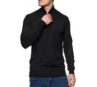 JEFF Herren Frankie Strickpullover mit Stehkragen und Reißverschluss | Pullover Herrenpulli für Männer Black, XL