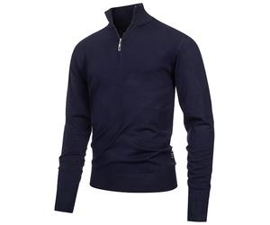 JEFF Herren Frankie Strickpullover mit Stehkragen und Reißverschluss | Pullover Herrenpulli für Männer Navy, XXL