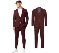 JEFF Herren JFEzra Set Anzug 2-teilig Sakko Hose Bundle | elastischer Herrenanzug Regular Fit für Männer Wine 56