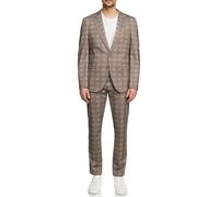 JEFF Herren JFLeo Set Anzug 2-teilig Sakko Hose Bundle | elastischer Herrenanzug Regular Fit für Männer Brown Check, 50