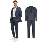 JEFF Herren JFLuke Set Anzug 2-teilig Sakko Hose Bundle | elastischer Herrenanzug Regular Fit für Männer Blue Herringbone, 50