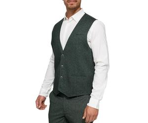 JEFF Herren JFLuke Weste mit Viskose-Anteil | Anzugweste Herrenweste Green Herringbone, 56