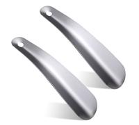 Jeffdad 2 Stück Klein Metall Schuhlöffel, 16cm Edelstahl Schuhanzieher Shoe Horn mit hängendem Loch ergonomischer Form fürGeeignet für Männer Frauen Kinder Senioren zu Hause und auf Reisen