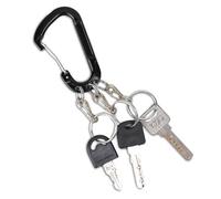 Jeffdad 3-Loch Karabiner mit 3 Stück Schlüsselanhänger, Edelstahl Schlüsselanhänger mit Schlüsselring Verschluss D Ring Zubehör Karabinerhaken für Camping Reisen Wandern Rucksack Gürtel(Schwarz)