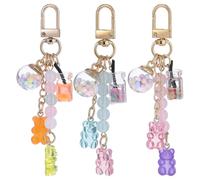 Jeffdad 6 Stück Schlüsselanhänger Bär, Cute Bären Anhänger Schlüsselanhänger Damen Gummibärchen Keychain Harz Schlüsselring Geschenke für Lieblingsmensch Geburtstag