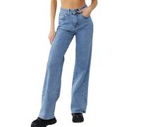 Jeggings Damen High Waist Damen Jeans mit weitem Bein, hoher Taille, Dehnbare Jeans, gerades Bein, Jeanshose mit schrägen Taschen Damenjeans Damen Jeans Weites Bein High Waist (Light Blue, XXXL)