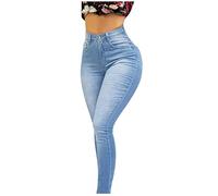 Jeggings Damen Stretch, Po-Pushup Jeans Damen High Waist, Slim Fit Stretch Jeanshose Damen Sexy Jeggings Skinny Denim Hosen Classic Stonewashed Bleistiftjean Röhrenjeans