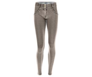 Jeggings FREDDY "WRUP2RC002ORG", Damen, Gr. M (38), N-Gr, schwarz (light grau with schwarz seams), Stoff, Obermaterial: 84% Baumwolle, 16% Elasthan, lang, Hosen Jeggings, mit Lifting & Shaping Effekt