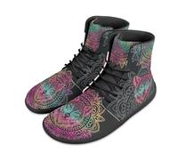 Jeiento Herren Damen High Top Barfuß Sneaker Boho Mandala Schuhe Weite Toe Box Zero Drop Schuhe Casual Schuhe Trainer Sneaker